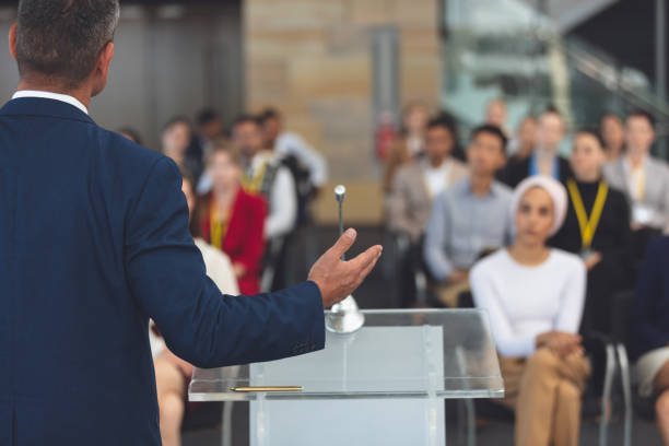 istock Businessman speaks at a business seminar 1133992043