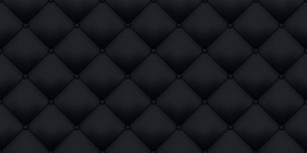 schwarzer lederpolster vintage-luxus-textur hintergrund. vector royal sofa lederpolster mit knöpfen nahtlosen muster - leather textured backgrounds seamless stock-grafiken, -clipart, -cartoons und -symbole