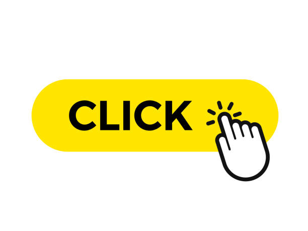 ilustrações de stock, clip art, desenhos animados e ícones de click bar and finger vector web button icon template - registration internet click computer mouse