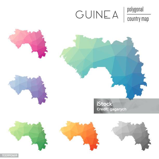 Guinea Visual Seperangkat Peta Guinea Poligonal Vektor Ilustrasi Stok - Unduh Gambar ...