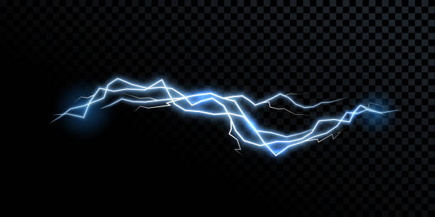 ilustrações de stock, clip art, desenhos animados e ícones de electricity lightning thunderbolt vector realistic isolated thunder light on transparent background - blue plasma flash