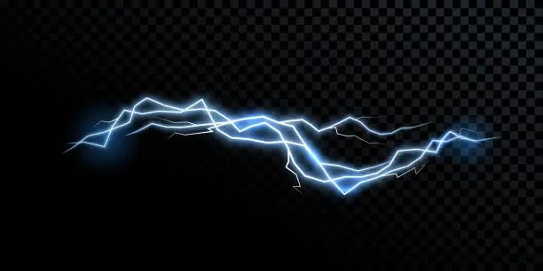 Vector illustration of Electricity lightning thunderbolt vector realistic isolated thunder light on transparent background