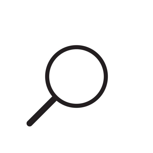 значок поиска, символ увеличения векторного увеличения стекла, дизайн тонкой линии - magnifying glass stock illustrations