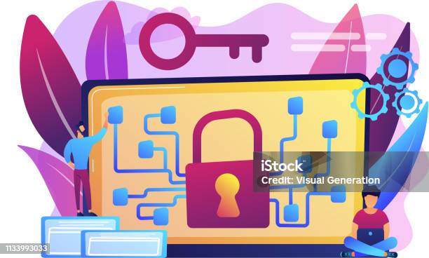 Encryption Sketch Cryptography And Encryption Concept Vector Illustration Stock ...