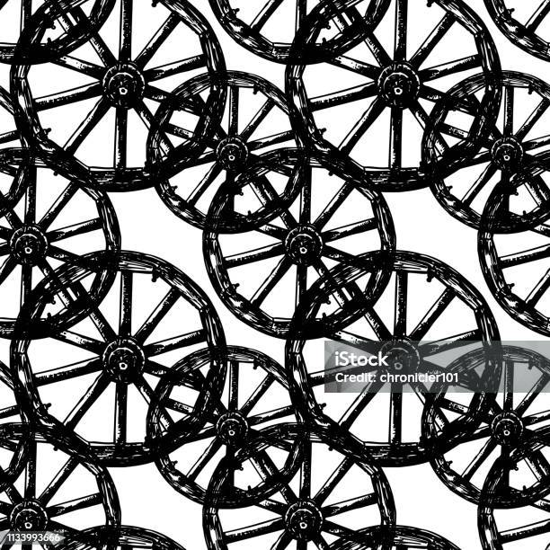 Seamless Pattern Of Old Wooden Wheels Stock Illustration - Download Image Now - Antique, Cartwheel, History