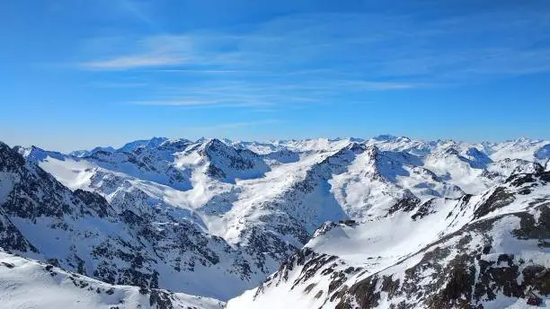 Sunny Panorama of Stubai Glacier