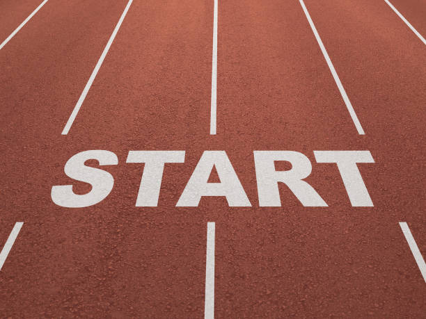 istock Start race sport track business concept 1133995637