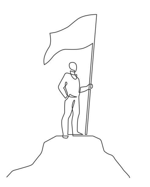 vítěz jeden řádek - kresba plnou čarou stock ilustrace