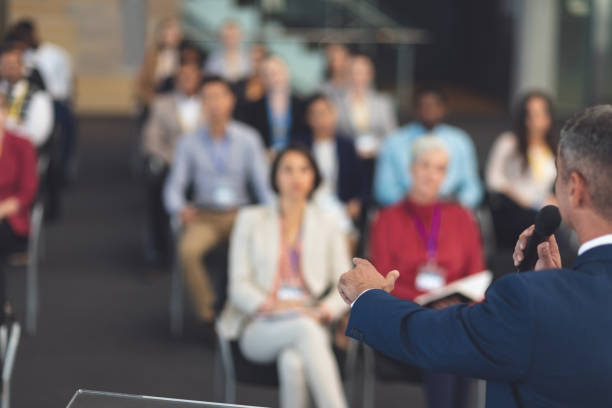istock Businessman speaks in a business seminar 1133996074