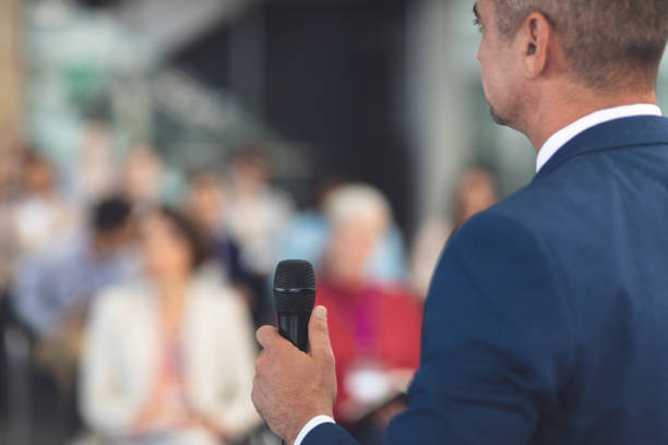 istock Businessman speaks at a business seminar 1133996090