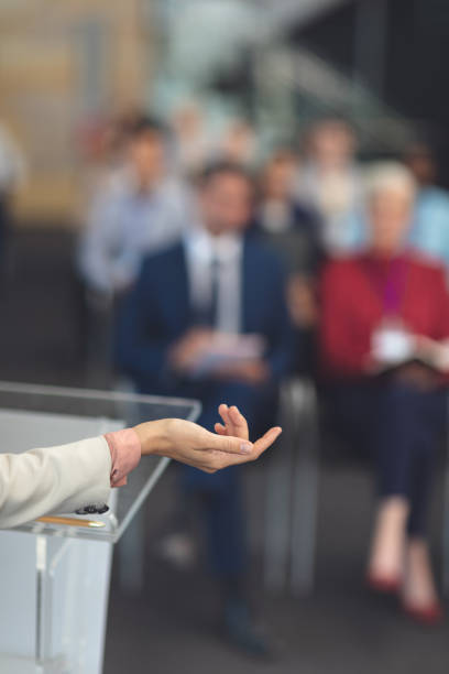 istock Female speaker speaks in a business seminar 1133996138