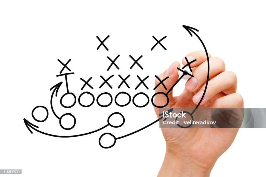 Treinador desenho estratégia de futebol americano PlayBook - Foto de stock de Estratégia royalty-free