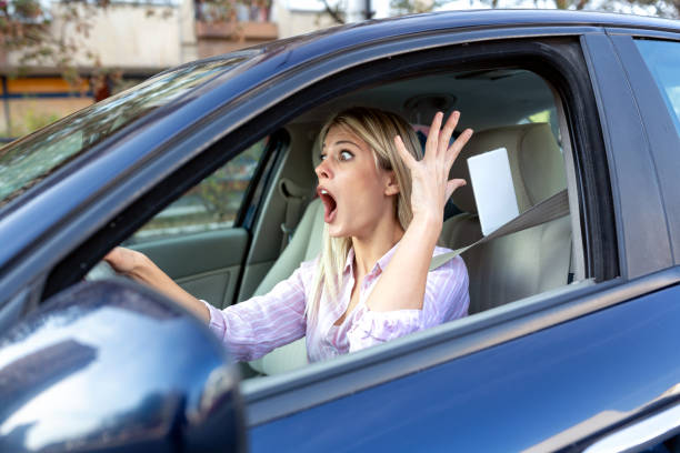 istock Upset driver caught in unpleasant situation 1133999263