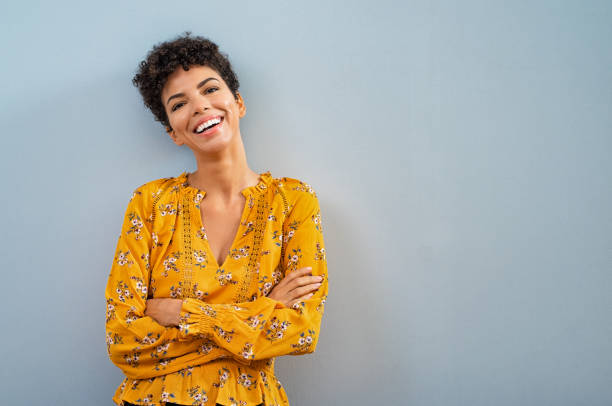 Cheerful african woman smiling