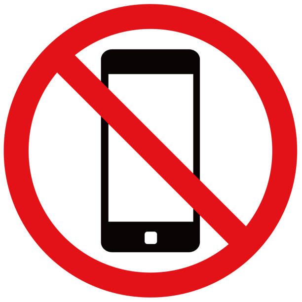 Smartphone prohibition mark. Smartphone prohibition mark. no sign stock illustrations