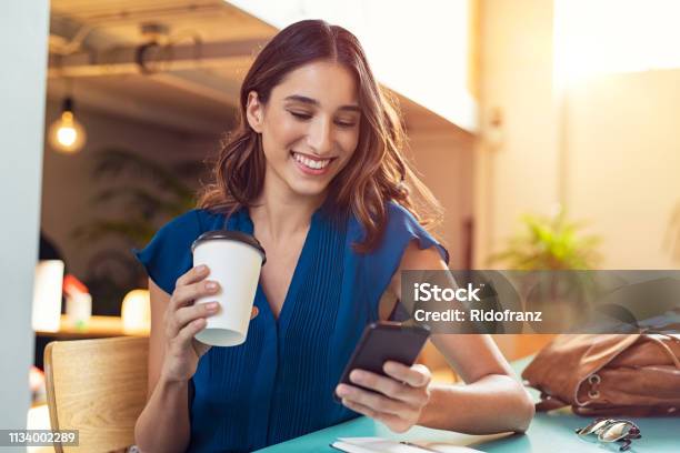 Woman Using Smartphone Stock Photo - Download Image Now - Women, Mobile Phone, One Woman Only