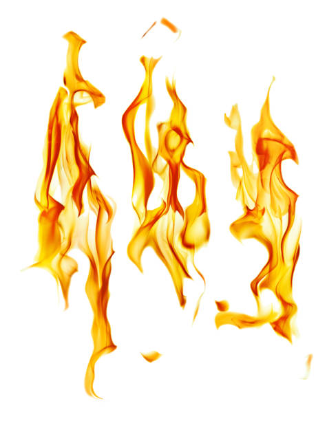 istock three bright sparks of yellow flames on white 1134002370