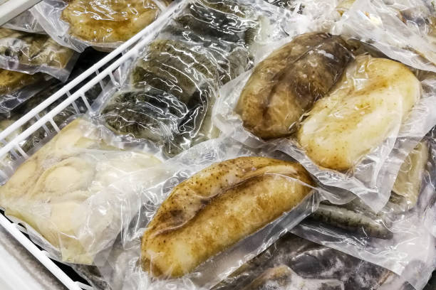 istock Frozen fresh abalone and sea cucumber, packaged for retail 1134003453