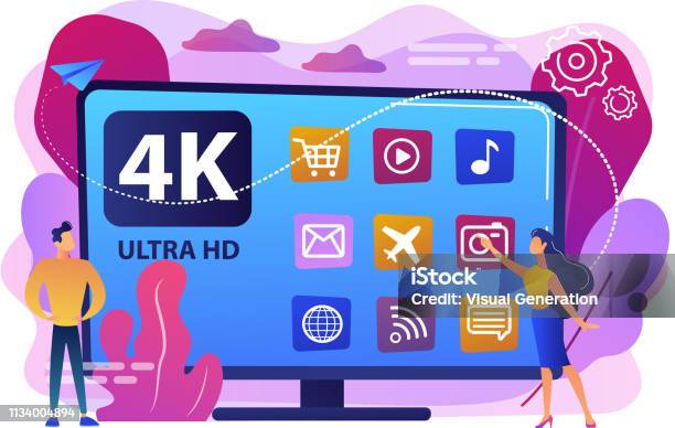 Uhd Smart Tv Concept Vector Illustration Stock Illustration - Download Image Now - 4K Resolution, 8K Resolution, Abstract