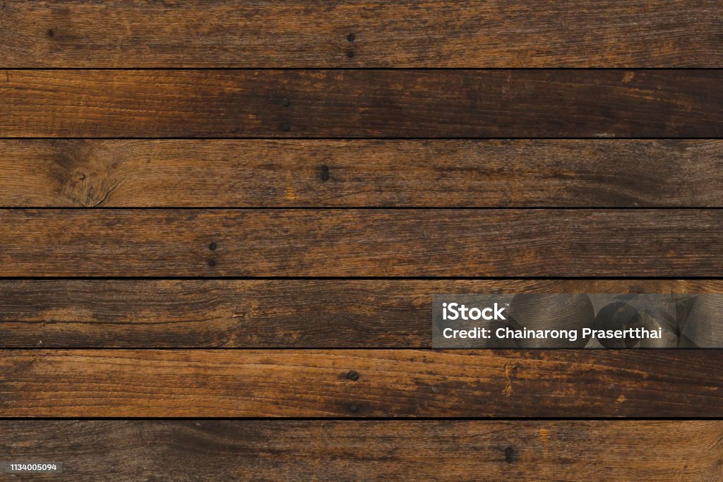 vintage invecchiato marrone scuro colore legno strisce sfondi trama per il design come presentazione, promuovere prodotto, fotomontaggio, banner, annunci e web - Foto stock royalty-free di Legno