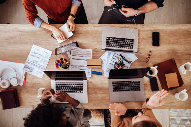 istock Overhead view of business meeting 1134005541