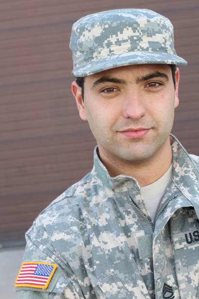 istock Young ethnic American soldier headshot 1134007145