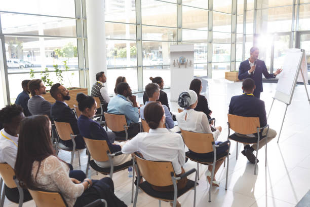 istock Male speaker speaking in a business seminar 1134007152