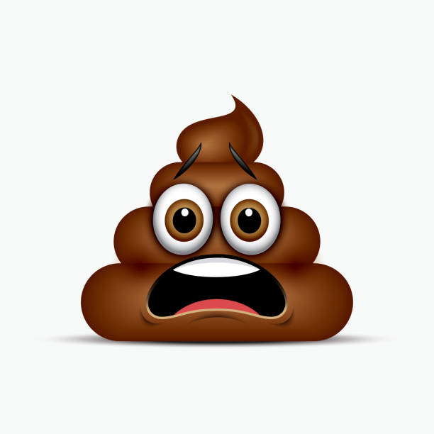 illustrazioni stock, clip art, cartoni animati e icone di tendenza di emoticon poo spaventata, emoji - faccia a cacca - illustrazione vettoriale - feci