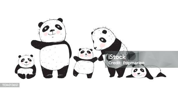 Big Family Of Pandas Parents And Kids Stock Illustration - Download Image Now - Family, Panda - Animal, Animal