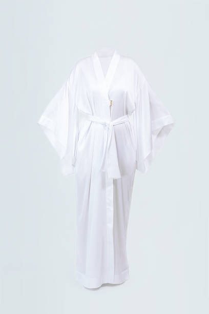 istock Silk female long white robe isolated on grey 1134016000