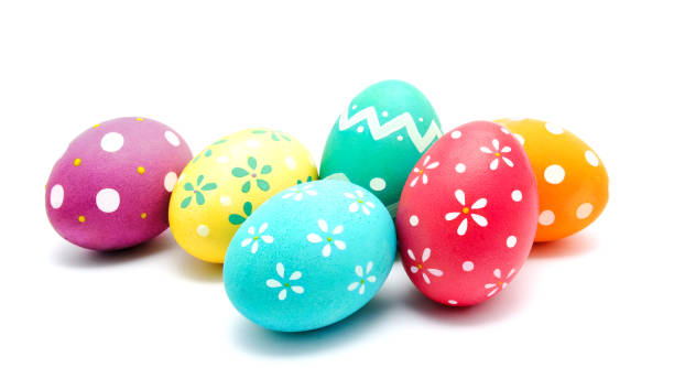 perfect colorful handmade easter eggs isolated - easter eggs red imagens e fotografias de stock