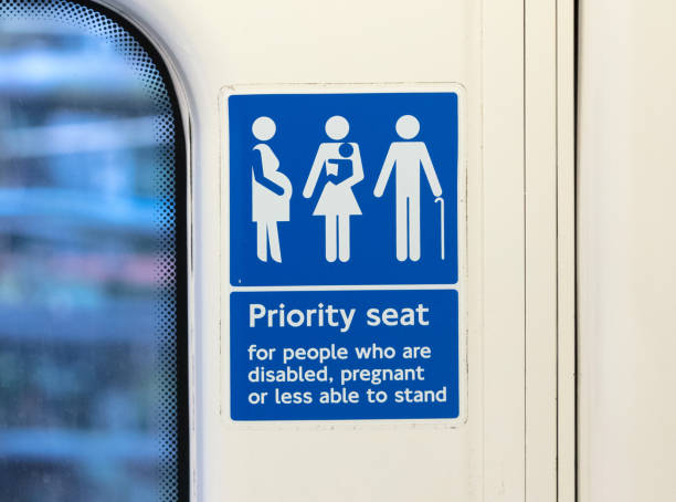 Priority seat in the London metro stock photo
