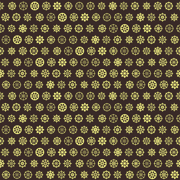 Seamless pattern with dharmachakra Seamless pattern with dharmachakra hinduism symbols dharma chakra stock illustrations