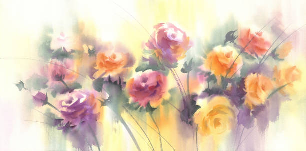 istock Pastel colors anemnone flowers in the light watercolor background 1134022966