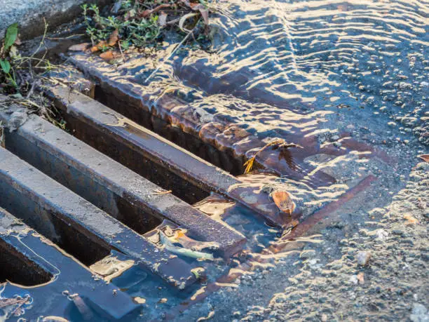 Gully filled with water