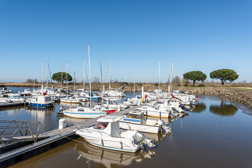 Boats in Torquay Harbour and Torbay Coastline