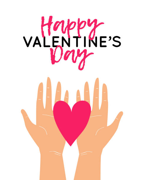 istock Vector illustration with two hands holding heart. Happy Valentine's Day greeting card design 1134028635