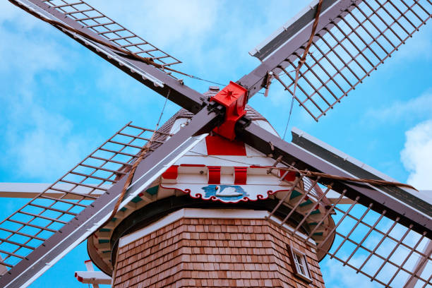 Front look at De Zwaan windmill in Holland Michigan stock photo