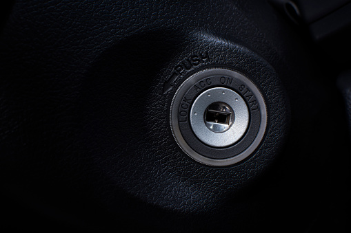 Car keyhole ignition for start engine of a car.