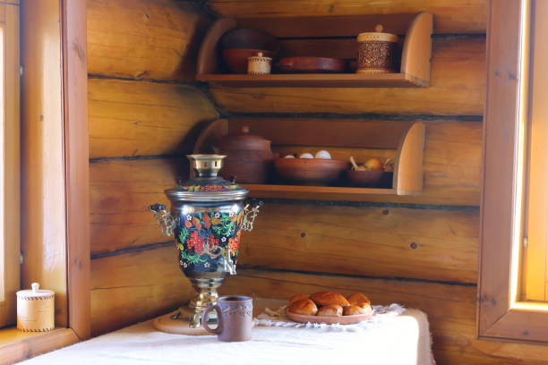 istock The interior of a log house. 1134033269