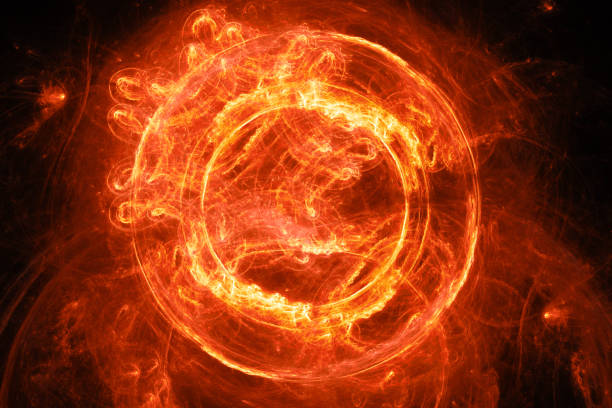 portail incandescent de flamme de plasma de feu - fractal concentric light abstract photos et images de collection