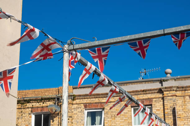 istock Patriotic English bunting in an urban setting UK 1134036482