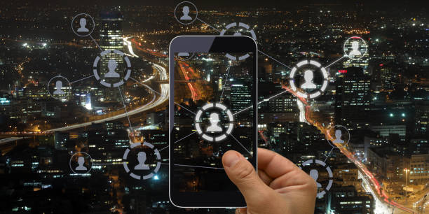 Social media icon computer network connection community people mobile phone app