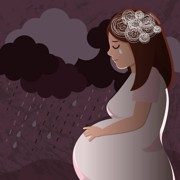 Pregnant Woman Feel Upset Stock Illustration - Download Image Now - Pregnant,  One Woman Only, Sadness - iStock
