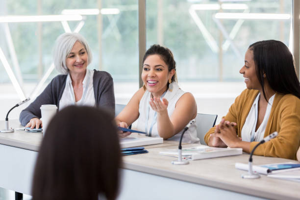 istock Confident woman speaks at women's summit 1134043634