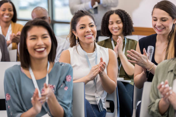 istock Business people applaud during conference 1134043635