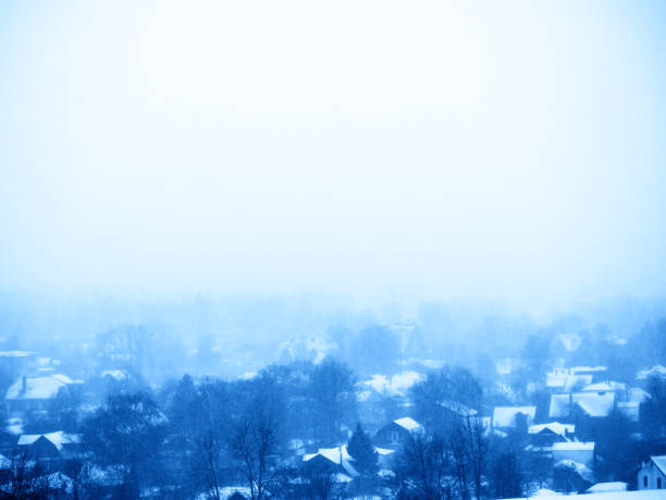 istock Snowing at Dubna suburbs winter background 1134046967