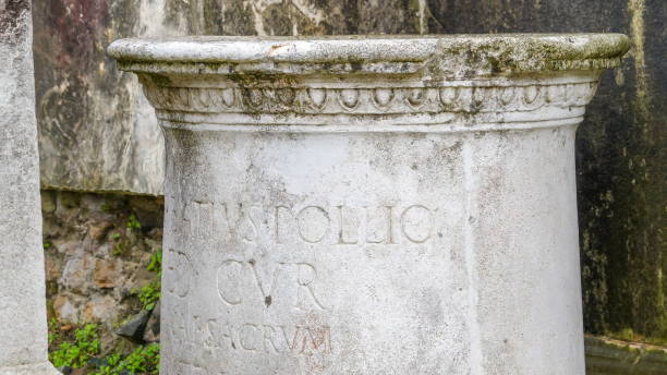 istock The scriptures on the big round rock on the ground in Rome in Italy 1134049541