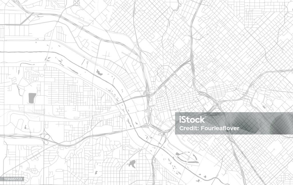 City Street Map de Dallas, Texas, EE. UU. - arte vectorial de Mapa libre de derechos