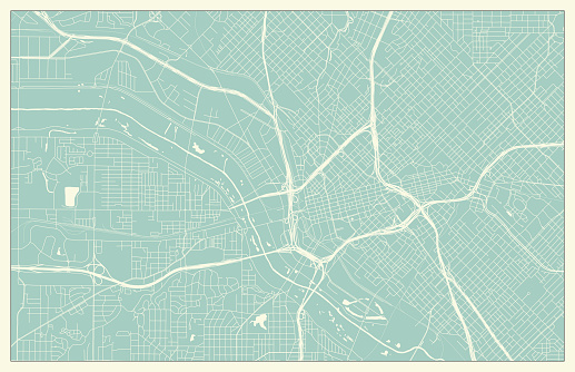 Dallas Map in Retro Style.